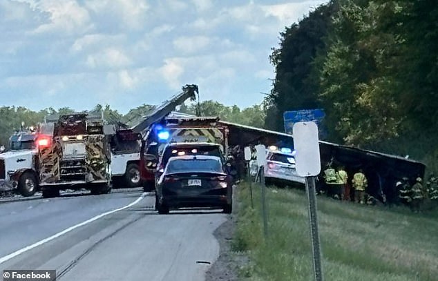 A tour bus carrying more than 50 people overturned on I-90 in Pembroke, upstate New York