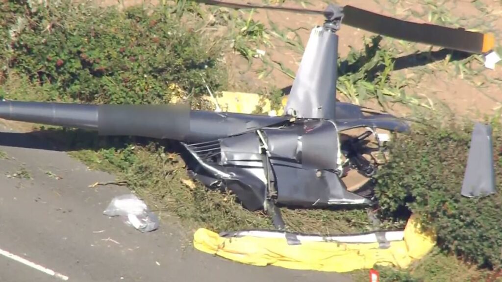 Three dead in Isle of Wight helicopter crash and one seriously injured after aircraft 'spiralled' and smashed into field during flying lesson