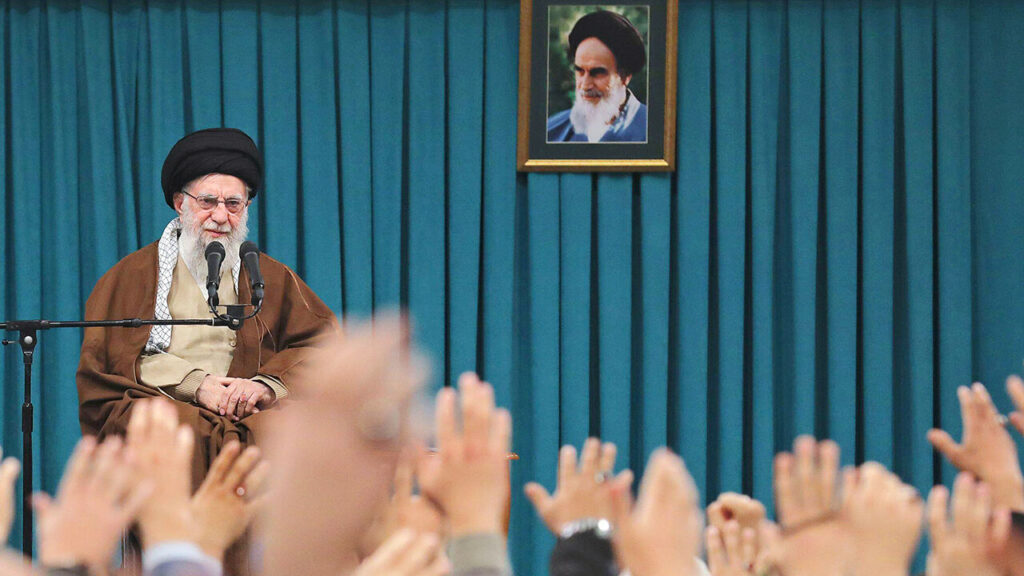 Iranian Supreme Leader Ayatollah Ali Khamenei speaks during a ceremony in Tehran, Iran.