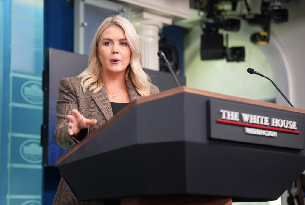 White House Press Secretary Karoline Leavitt speaks during the daily press briefing in the Brady Press Briefing Room at the White House on September 22, 2025 in Washington, DC. (Andrew Harnik/Getty Images)