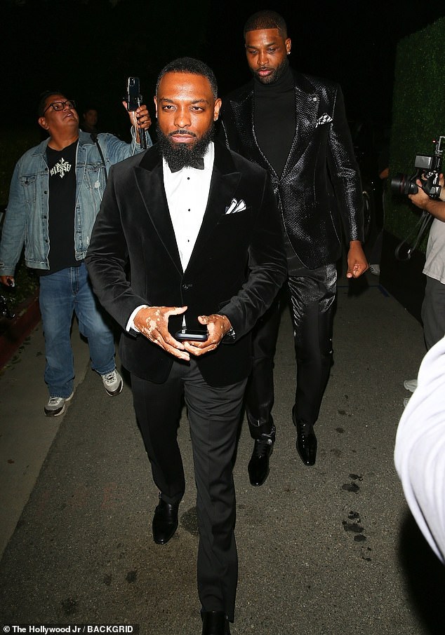 Family members were also in evidence, such as NBA love rat Tristan Thompson (right), the father of Khloe's two children True, seven, and Tatum, three