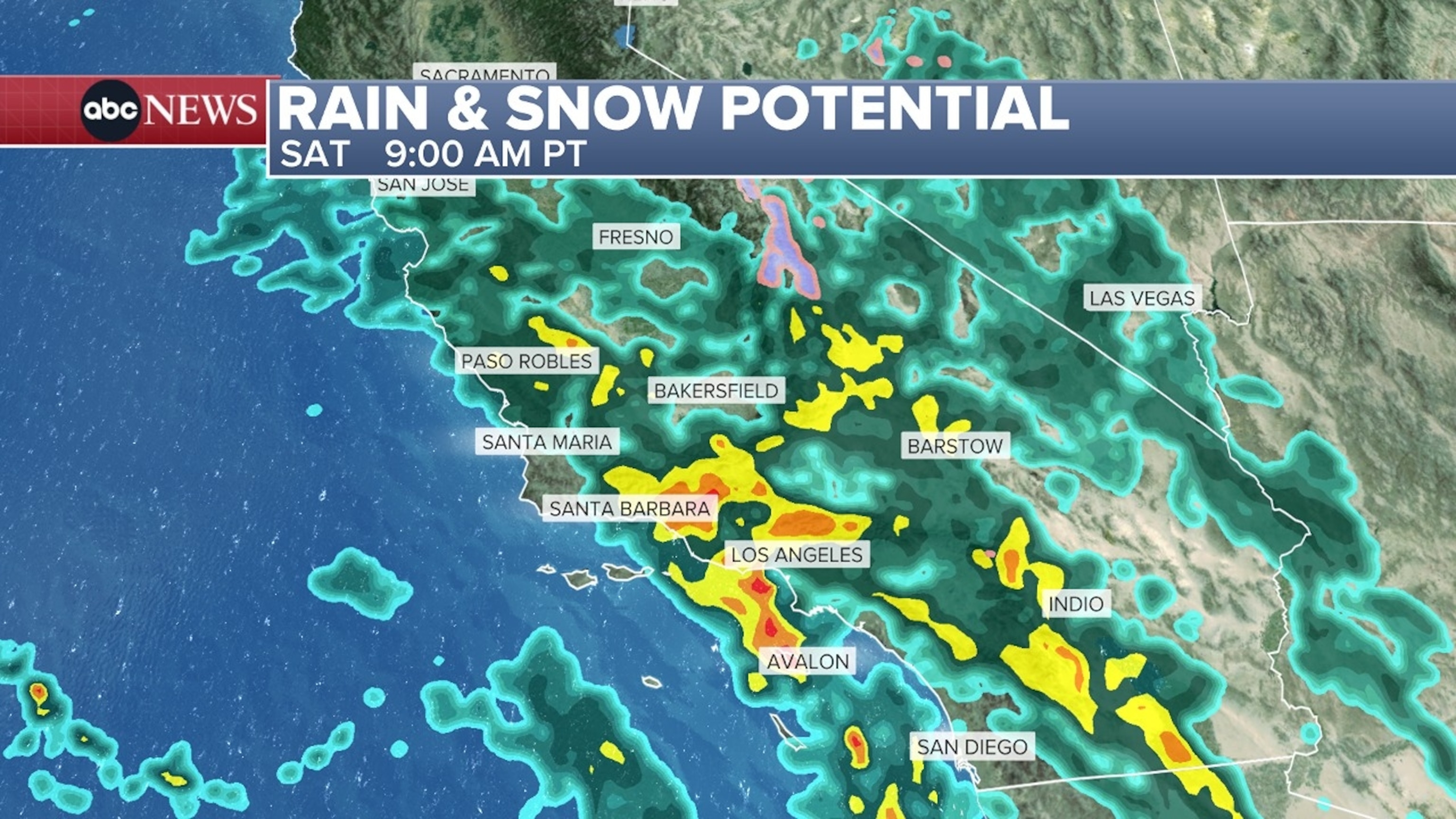 PHOTO: rain and snow potential map