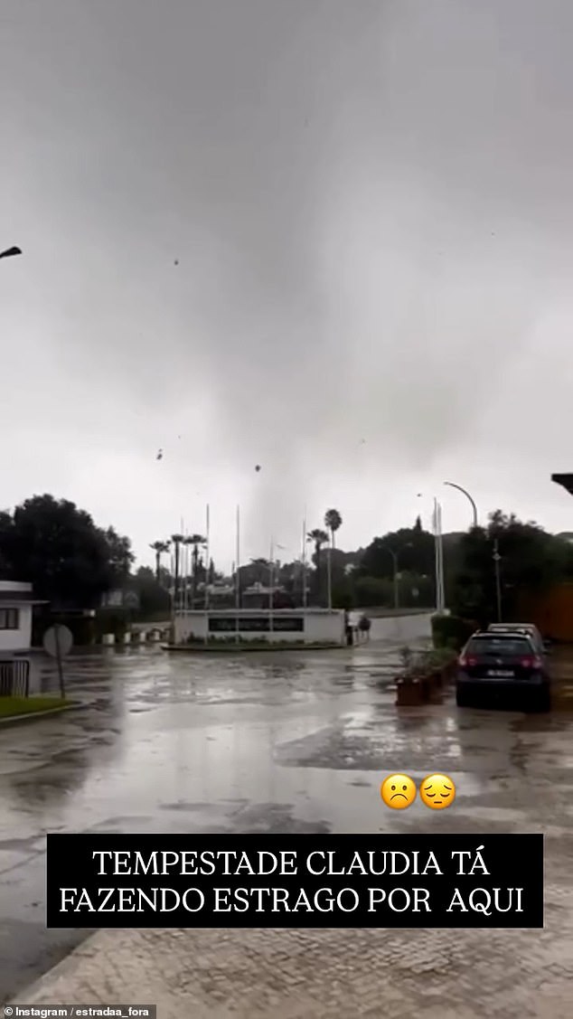 Portuguese broadcaster SIC described the weather event as an 'extreme wind phenomenon' that struck at around 10am