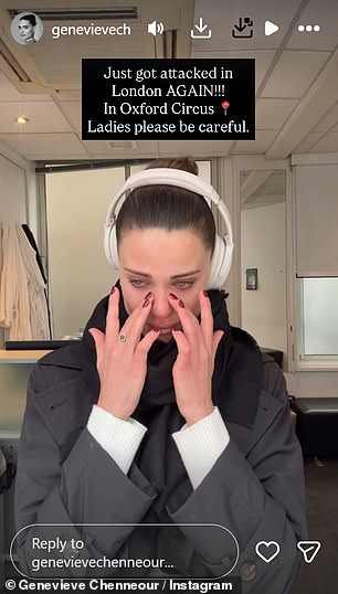 Genevieve said she was left 'shaken' after a man targeted her and hit her without warning near Oxford Circus