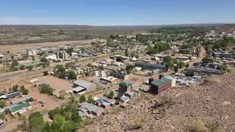 An aerial view of part of the town of Añelo