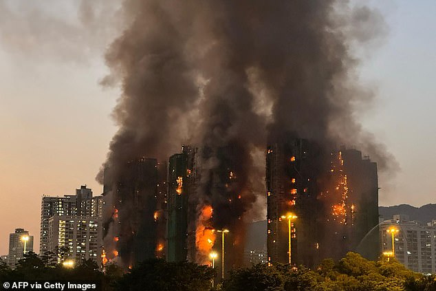 The fire department said it received reports at 2.51pm (0651 GMT) Wednesday that a fire had broken out in Wang Fuk Court in Tai Po