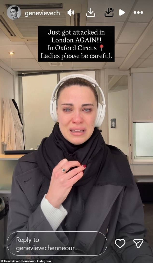 Bridgerton star Genevieve Chenneour broke down in tears on Instagram on Thursday as she revealed she was attacked in central London