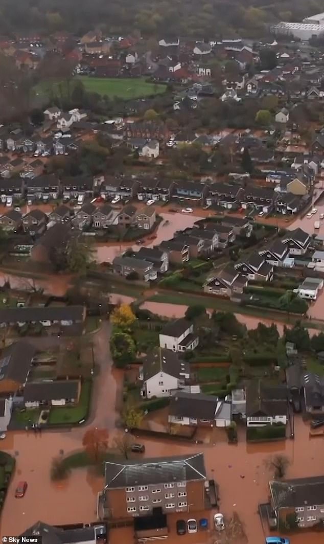 Aerial footage of Monmouthshire, South Wales shows the devastation following Storm Claudia
