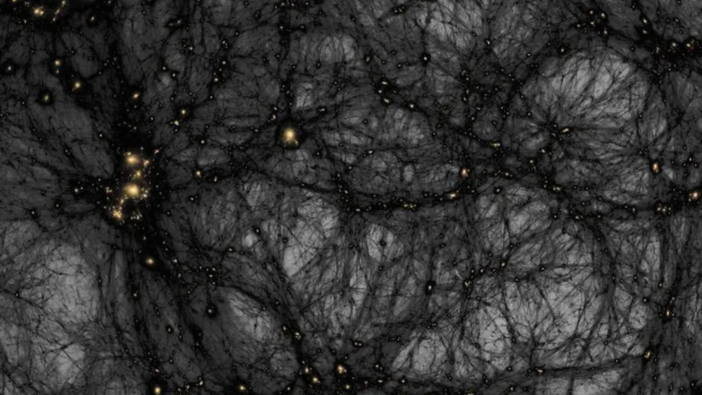 A simulation of the formation of dark matter structures from the early universe until today. Ralf Kaehler/SLAC National Accelerator Laboratory, American Museum of Natural History