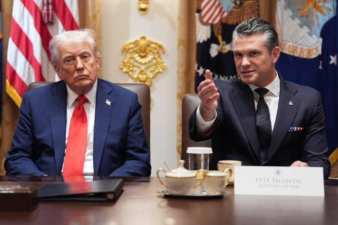 President Donald Trump and War Secretary Pete Hegseth.