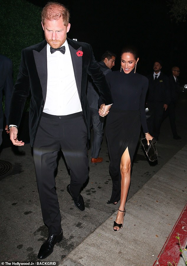 Meghan Markle and Prince Harry joined a parade of world-famous names at Kris Jenner 's James Bond-themed 70th birthday bash in Beverly Hills on Saturday