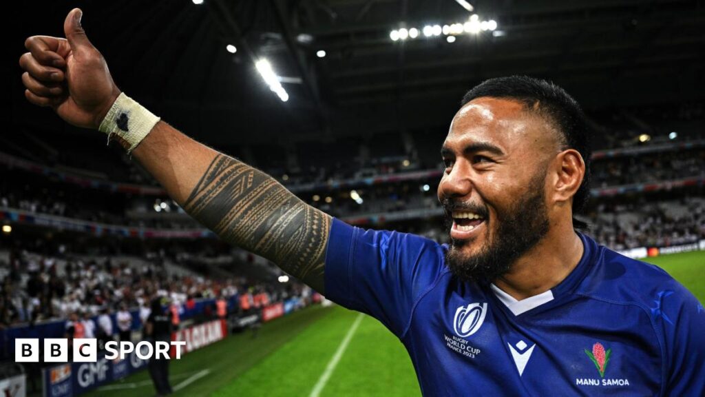 Private: ‘My brothers might force me’ – Tuilagi on possible Samoa switch Manu Tuilagi smiles