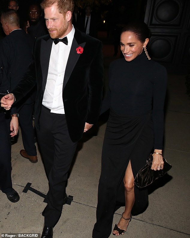 Prince Harry and Meghan Markle vanished from Kim Kardashian 's Instagram post from her mother Kris Jenner 's star-studded 70th birthday bash — and the reason has allegedly been revealed; Prince Harry and Meghan are pictured outside the party on November 9