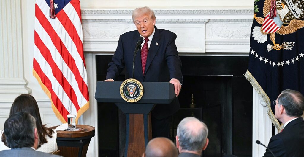 Private: ‘AND SO IT BEGINS’: Trump Reacts to Republican Losses in Off-Year Elections President Trump speaks from a podium at the White House.