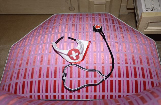 A dress-up nurse hat and stethoscope were among the items found in the predator's home