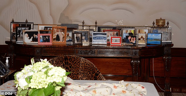 A series of photographs are pictured inside Epstein's Manhattan home