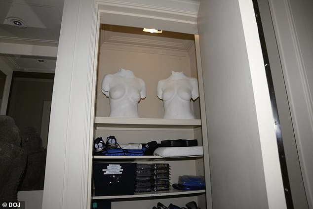 A closet in Epstein's home contains female mannequins