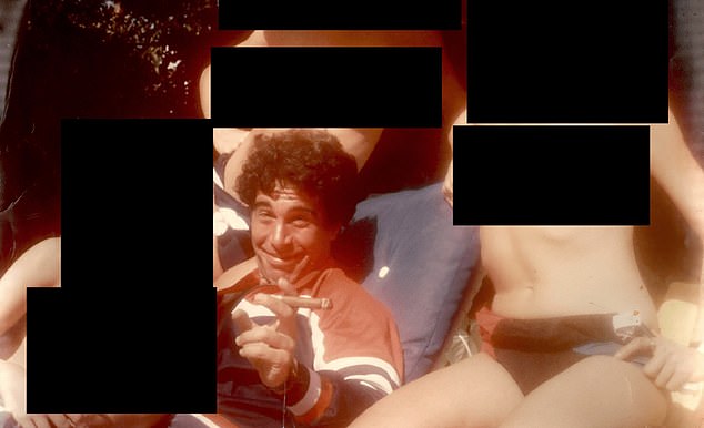 A younger Epstein posed with a cigar and multiple women