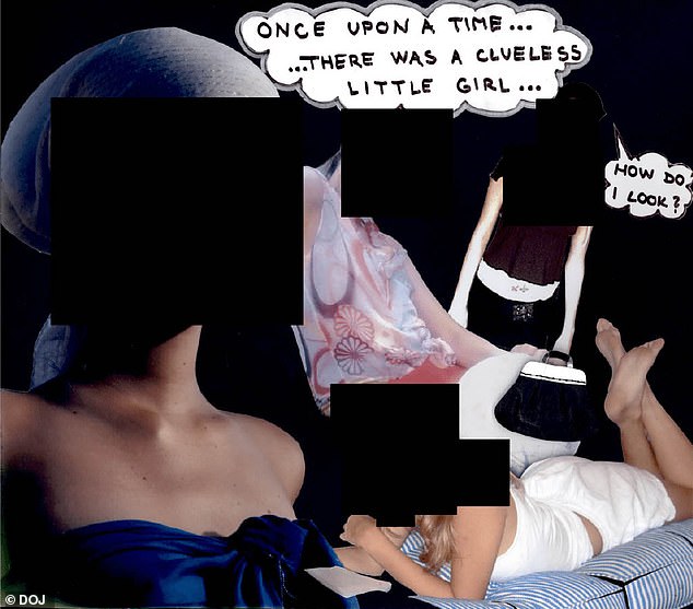 Images from a scrapbook released on Friday appear to show the story of Epstein's relationship with a redacted woman - described as a 'little girl'