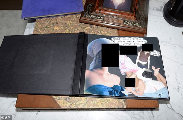 A scrapbook included photos of multiple women and the words 'Once upon a time... there was a clueless little girl'