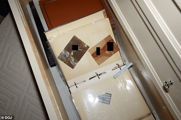 Pictures of nude women were featured in a scrapbook in Epstein's home