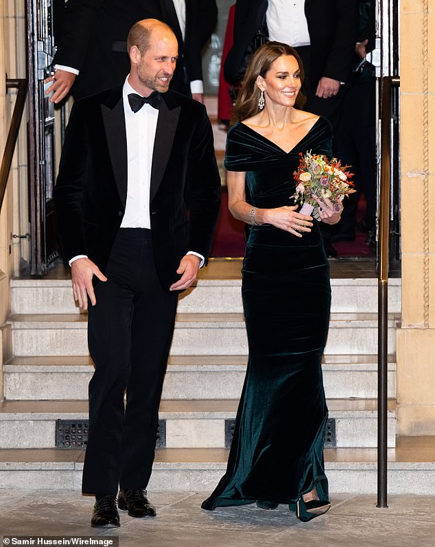The princess, 43, who announced she is in remission from cancerin January, was radiant as she walked the red carpet at Royal Albert Hall wearing a gorgeous, dark green velvet gown