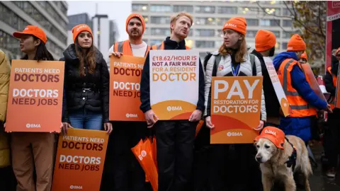 Getty Images Doctors on a picket line