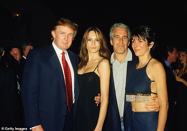 Pictured from left to right: Donald Trump, Melania Trump, Jeffrey Epstein and Ghislaine Maxwell in 2000