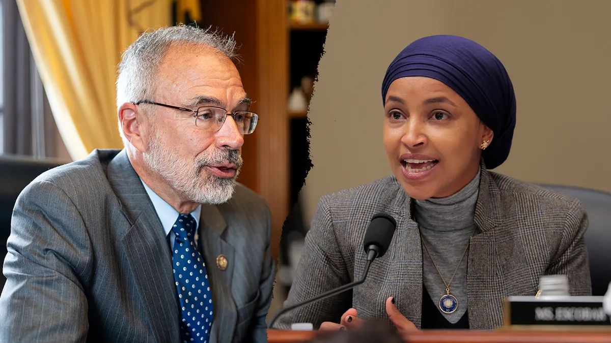 Andy Harris, left, pictured next to Ilhan Omar, right