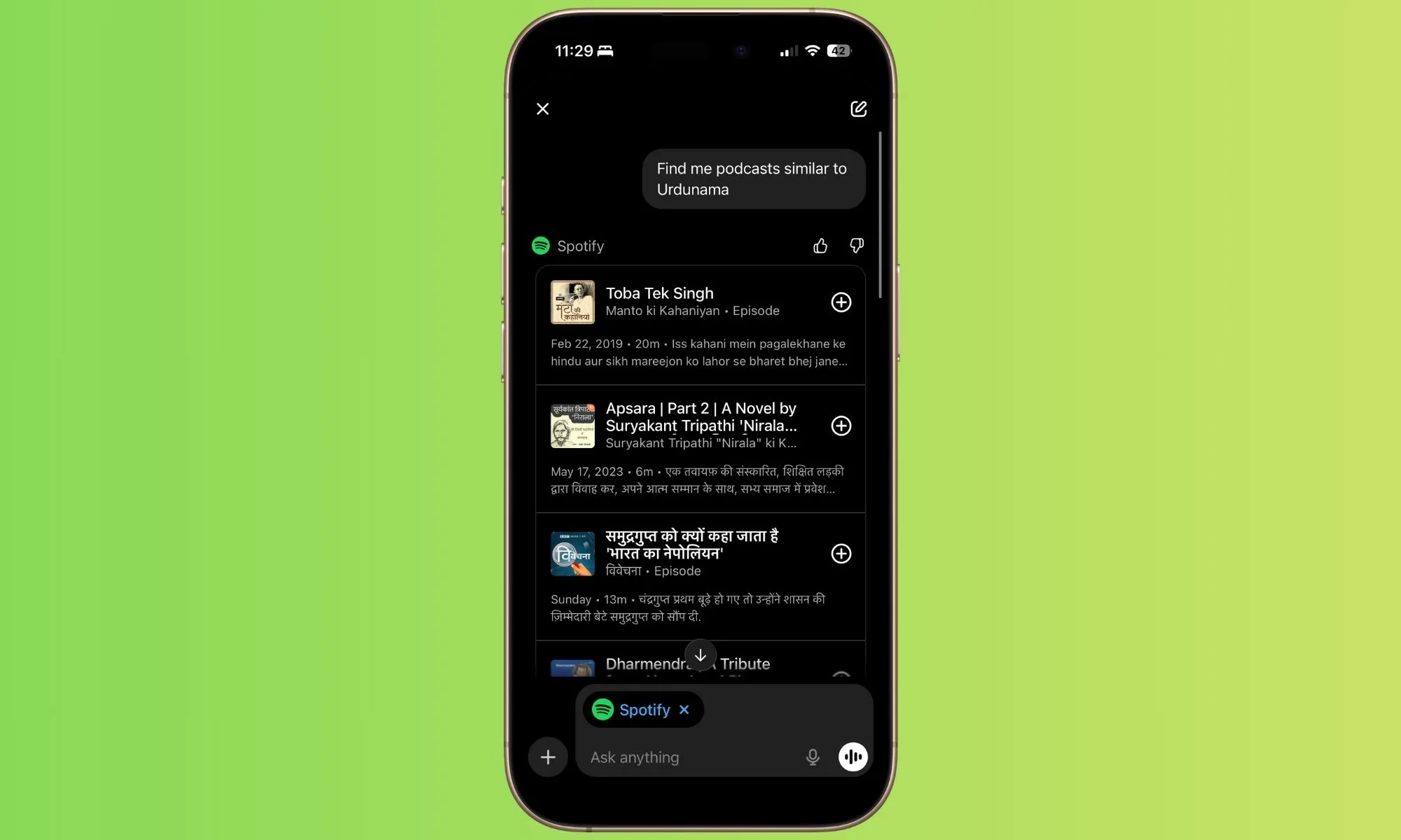 Spotify and ChatGPT integration.