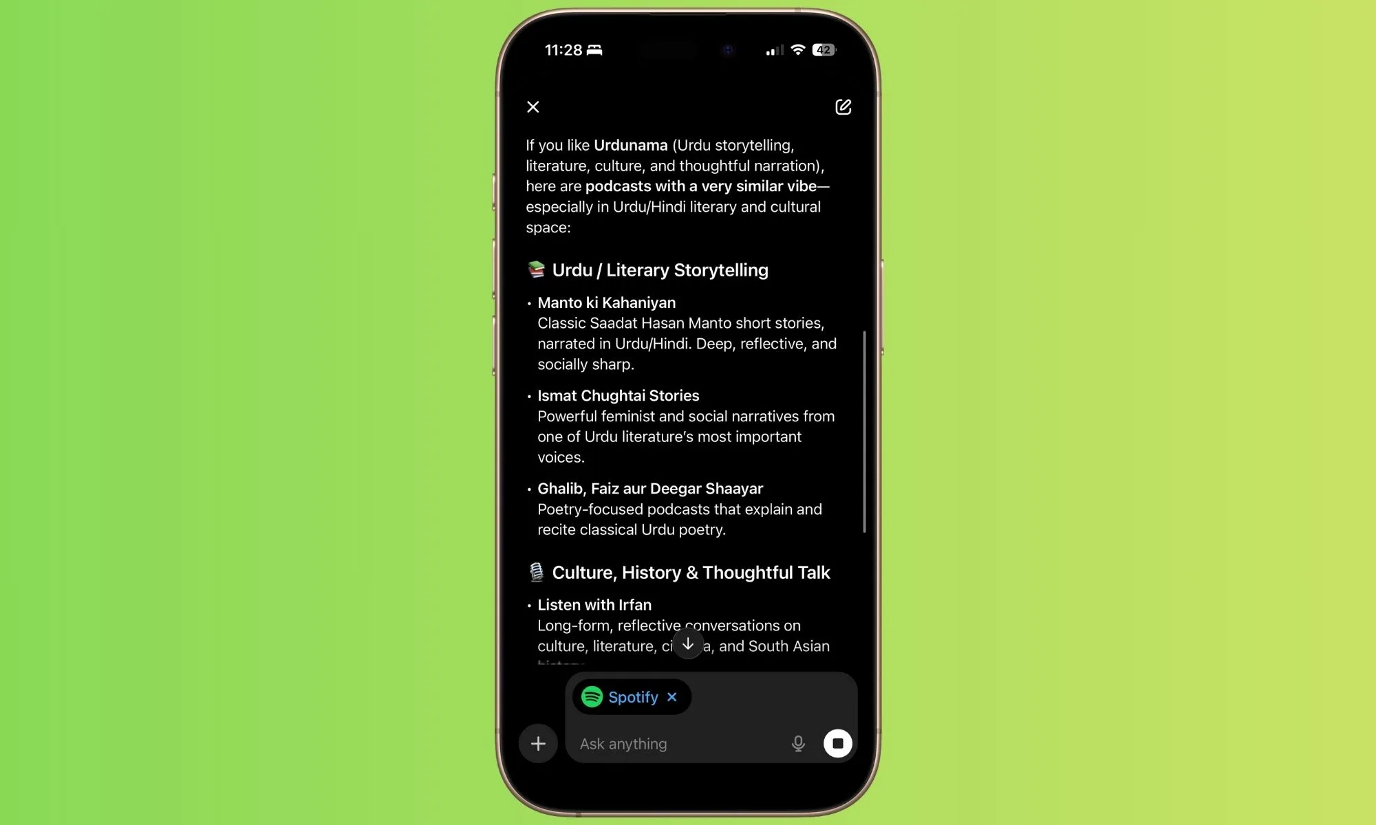 Spotify and ChatGPT integration.