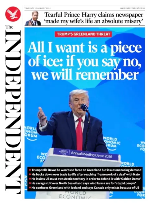 The headline on the front page of the Independent reads: 