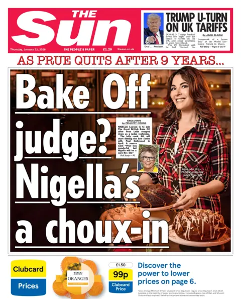 The headline on the front page of the Sun reads: 
