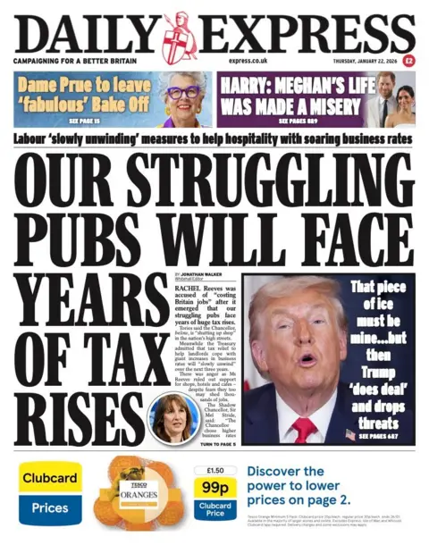 The headline on the front page of the Daily Express reads: 