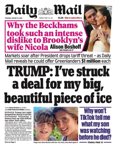 The headline on the front page of the Daily Mail reads: 