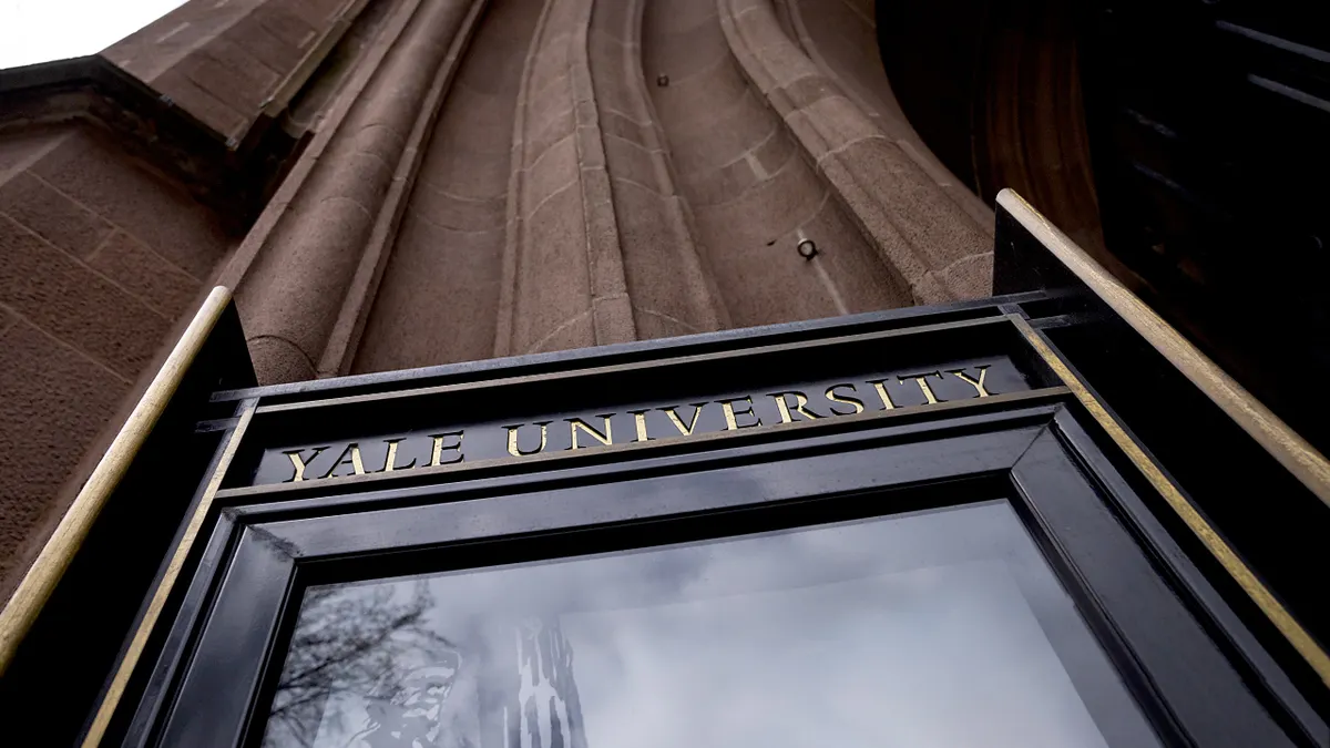 A doorway at yale University, where a student fraudster posing as 