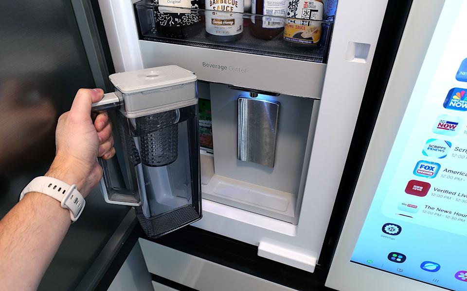 Samsung's Beverage Center is one of the best fridge innovations and years. It includes both a water dispenser and a built-in pitcher that refills itself automatically. 