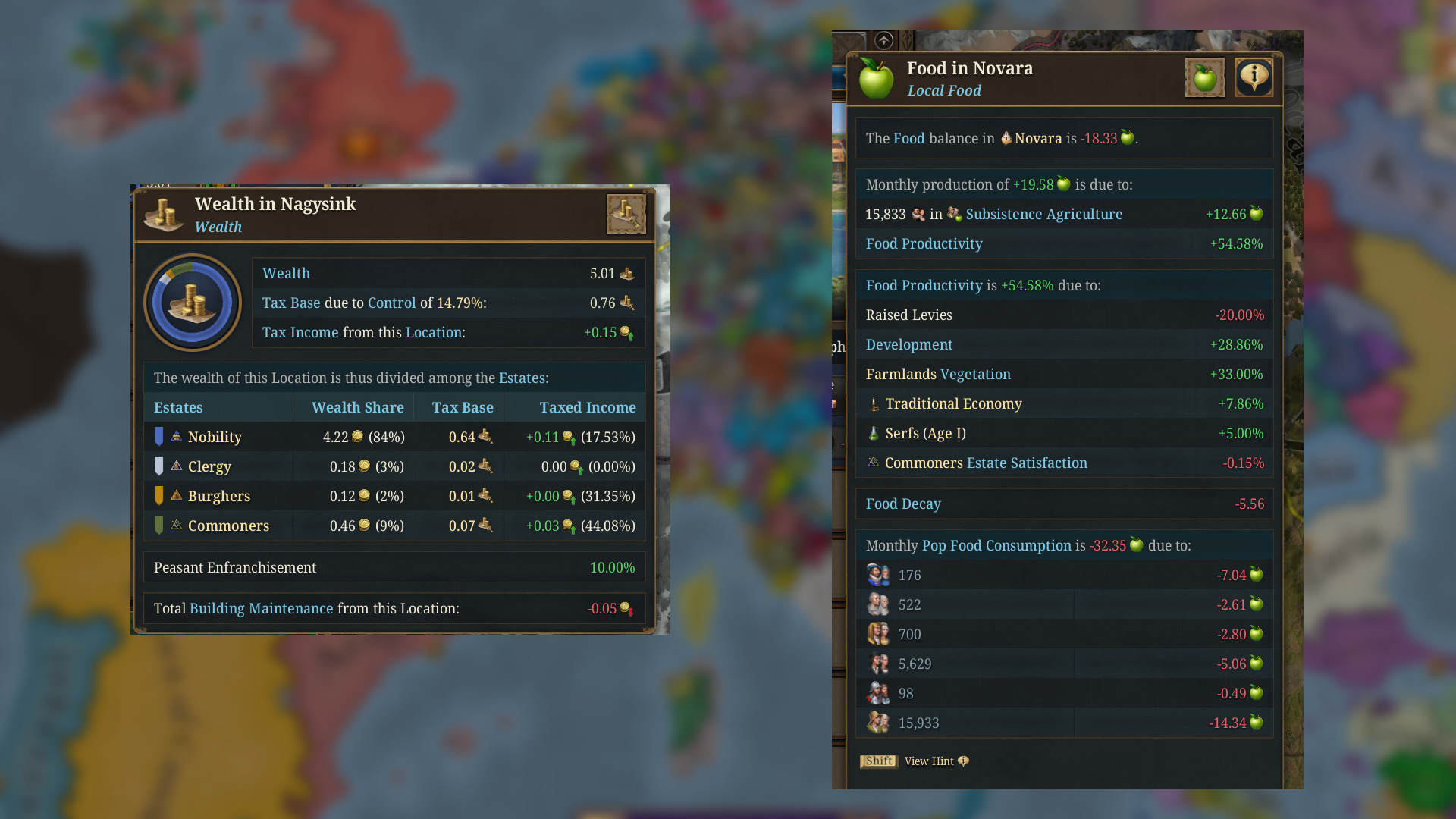 Europa Universalis 5 update 1.1 - Wealth and Food changes to the economic system.