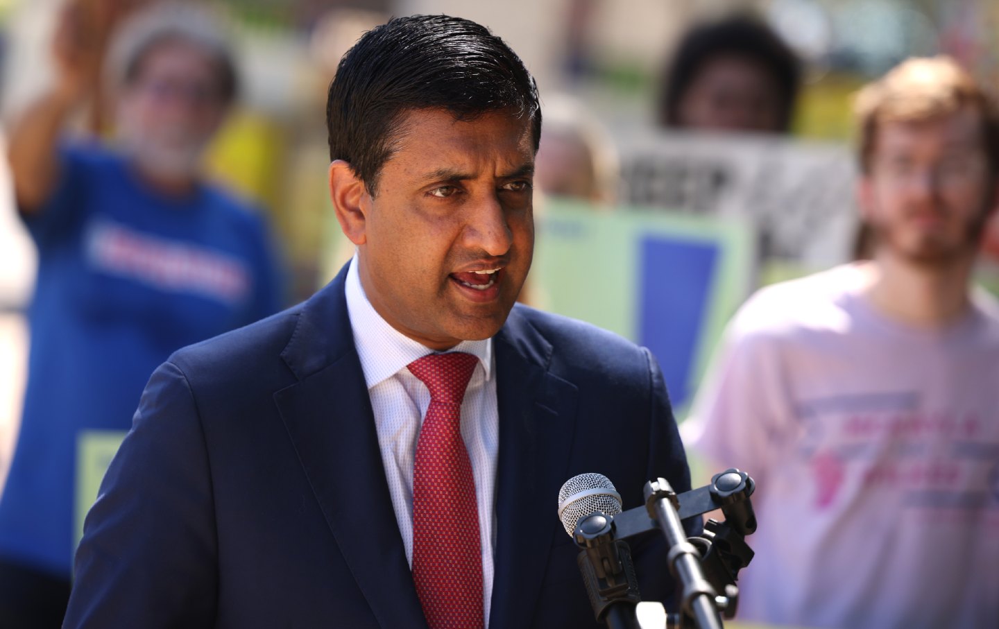 Representative Ro Khanna speaks at an “End Fossil Fuel” rally near the US Capitol on June 29, 2021, in Washington, DC.