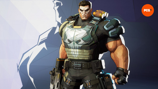 Marvel Rivals tier list: The Punisher with a big skull on his chest