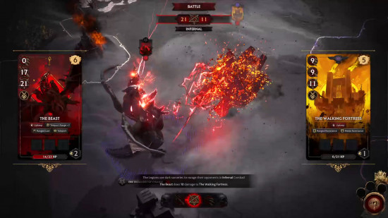 Best stategy games: two giant monsters fight in Solium Infernum