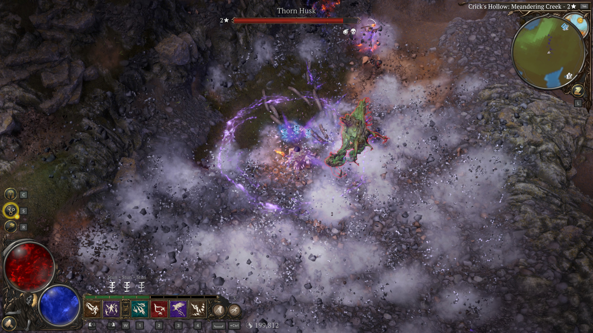 Darkhaven combat - An adventurer battles a Thorn Husk.