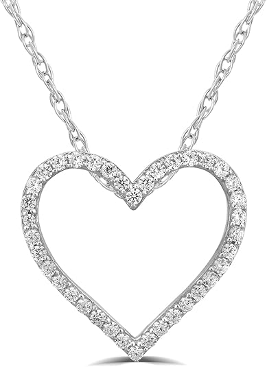 La Joya Adorable 1/6 CT TW Lab Grown Diamond Heart Necklace