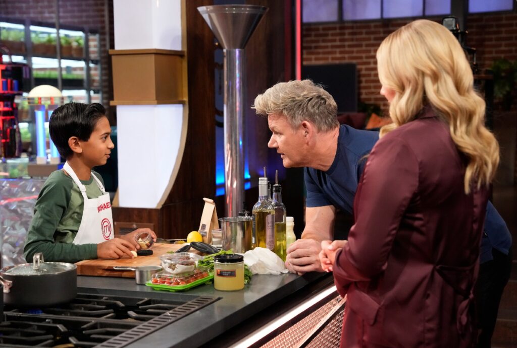 Contestant Michael, Gordon Ramsay and Tilly Ramsay in
