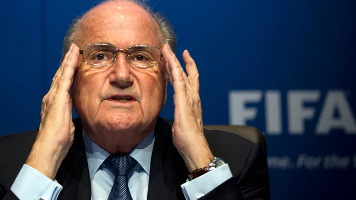March 30, 2012: FIFA President Sepp Blatter gestures during a press conference at the FIFA headquarters in Zurich, Switzerland.