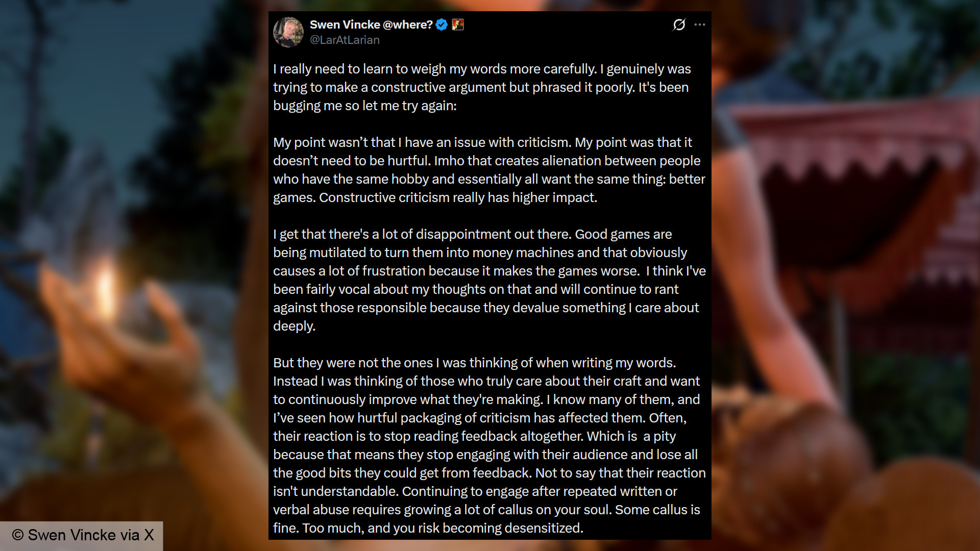 Baldur's Gate 3 boss Swen Vincke: 