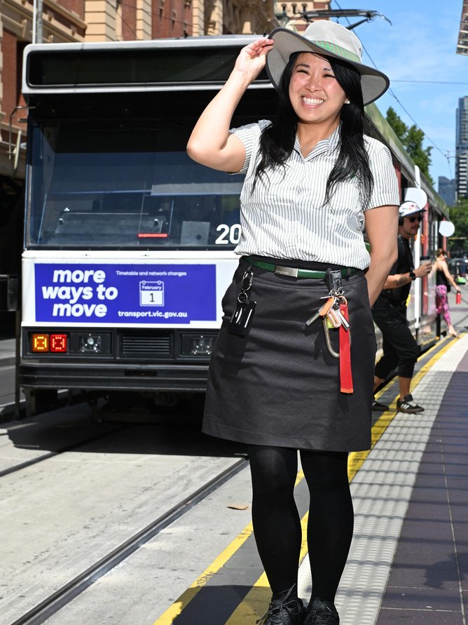 Tram driving is a fast-paced job, but Wing wouldn’t have it any other way. Picture: NewsWire / Josie Hayden