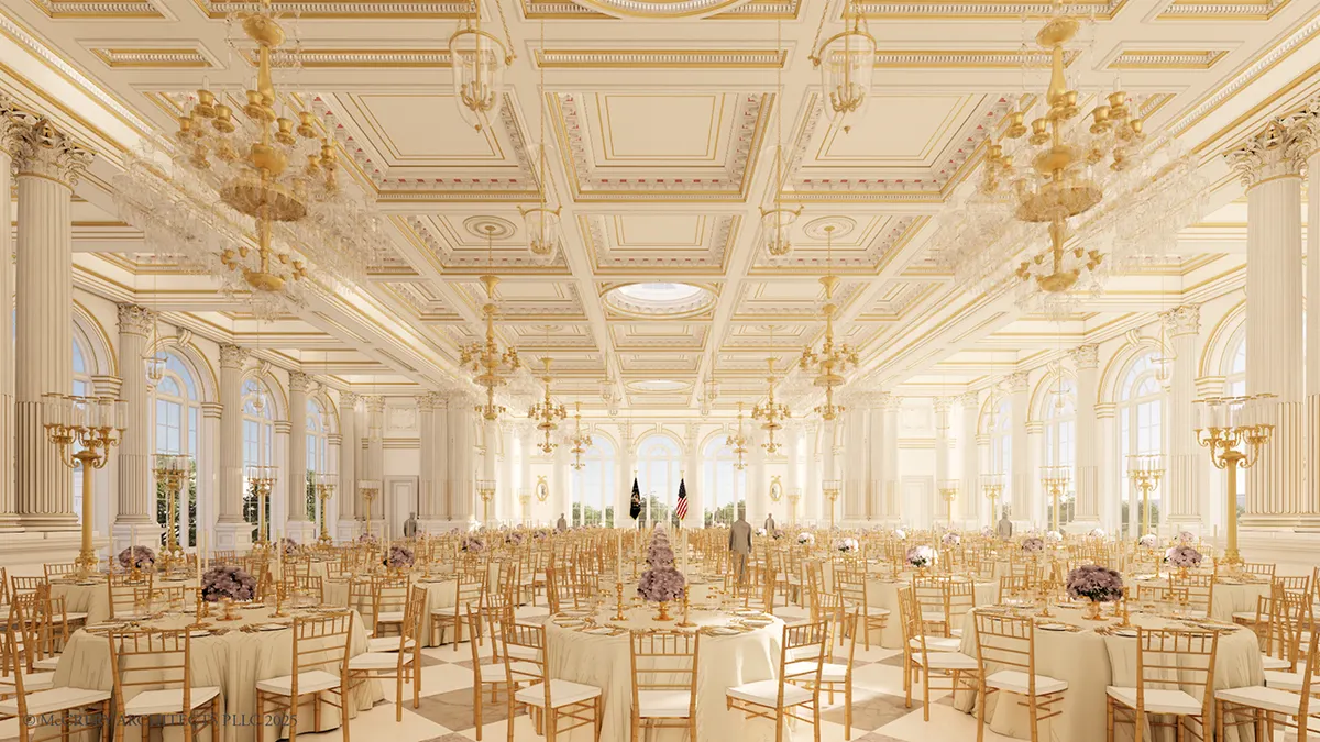 A rendering of the White House ballroom